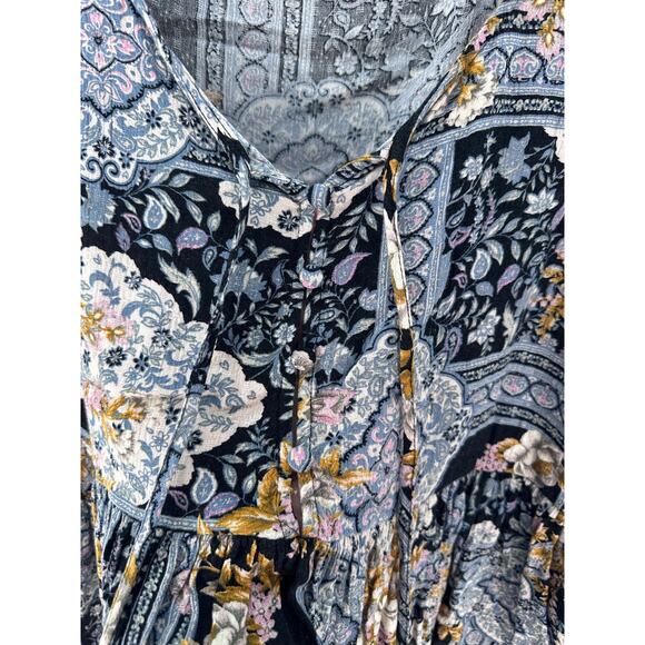 American Eagle Women's sz L BOHO Flowy Sleeveless Tank Top Buttons Floral - Picture 4 of 8